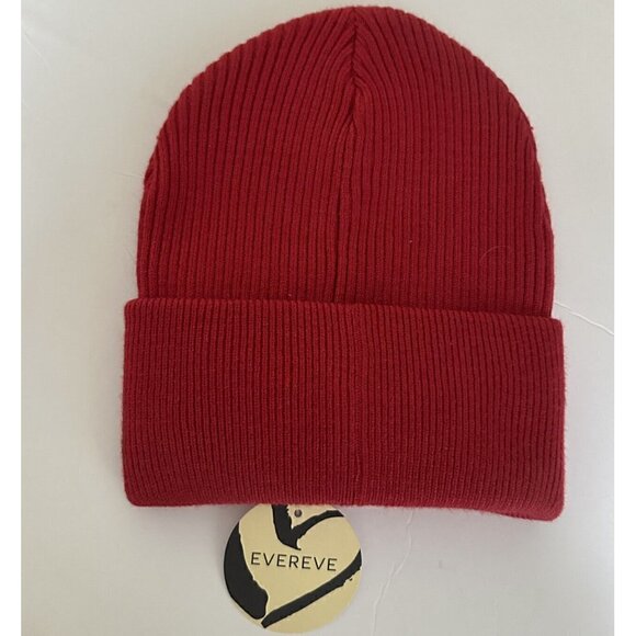 Evereve Womens Libby Ribbed Beanie Red Hat Harriet Isles New - Picture 1 of 5
